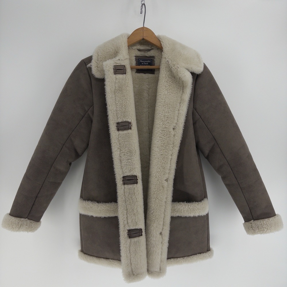 Abercrombie & Fitch Faux Suede Shearling Jacket Women's Size XS